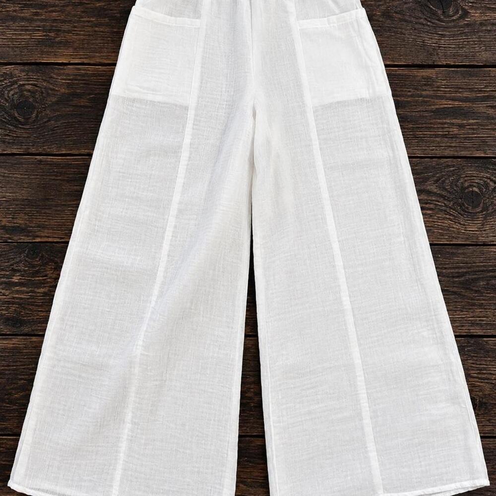 Zenana white lightweight palazzo pants